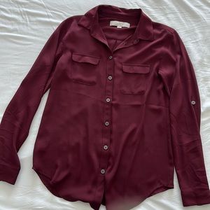 LOFT burgundy button down XXSP